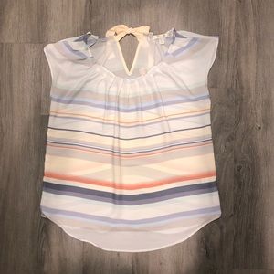 Pastel Striped Sheer  Blouse